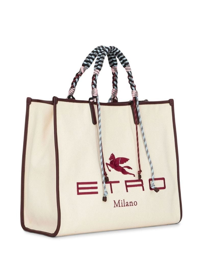 Neutral Logo Embroidered Tote Bag