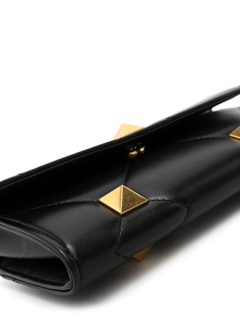 Black Roman Stud Leather Shoulder Bag