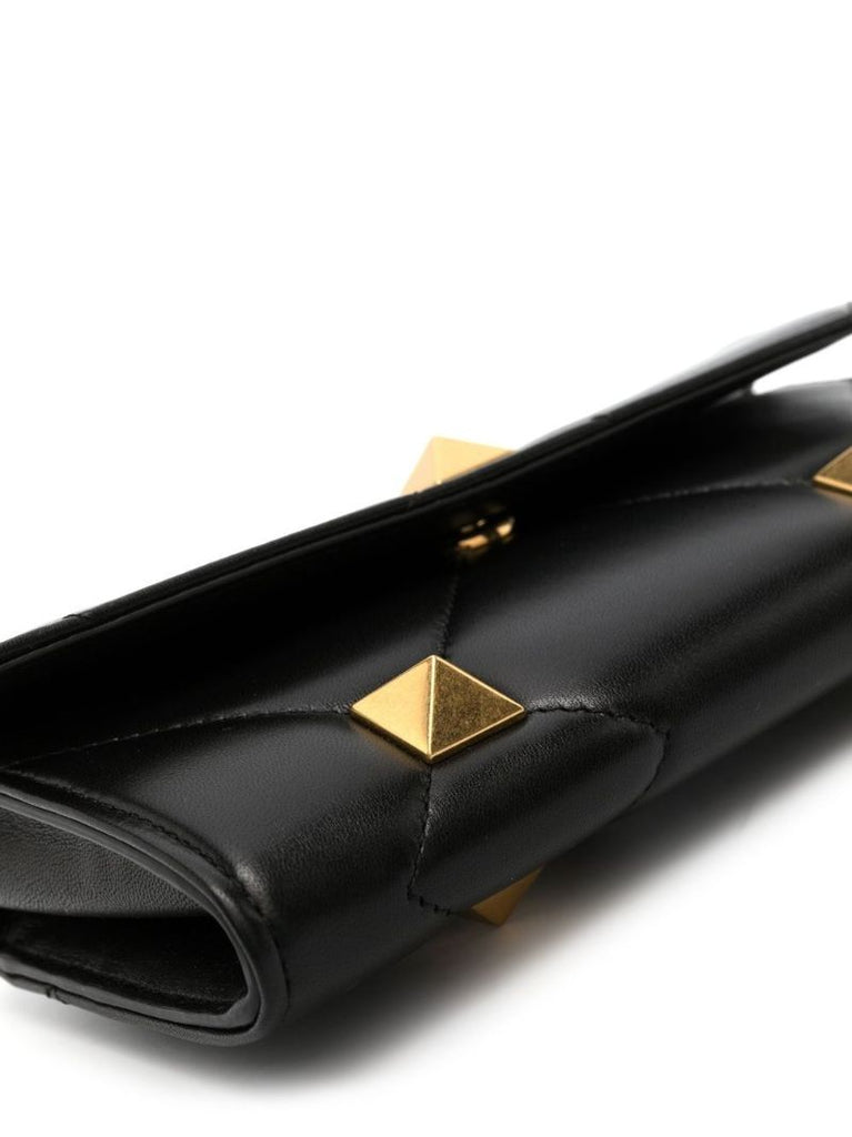 Black Roman Stud Leather Shoulder Bag