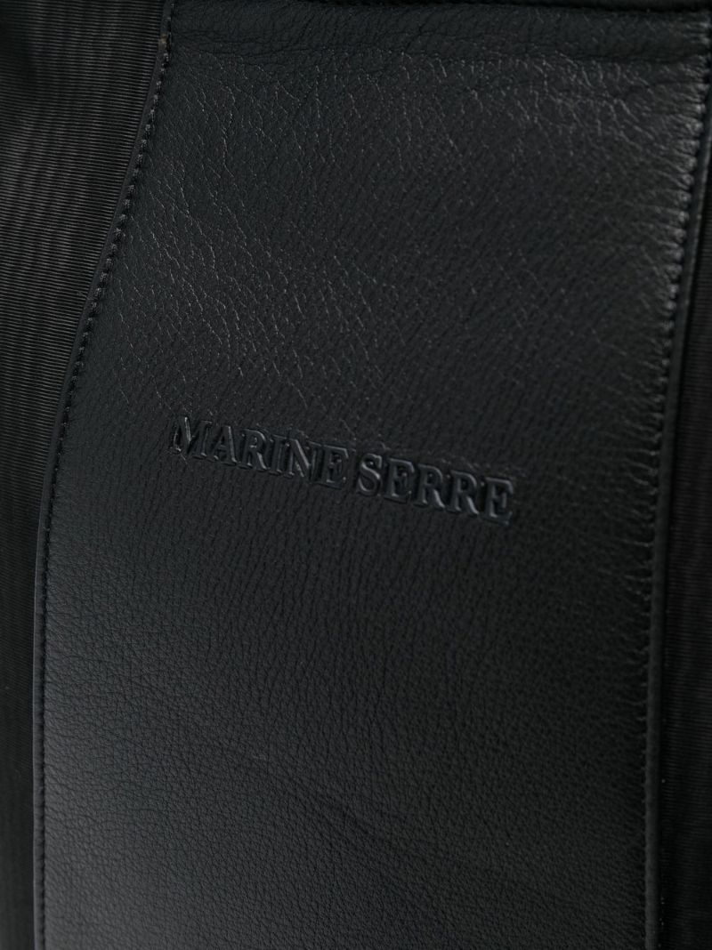 Black Embossed Logo Leather Tote Bag
