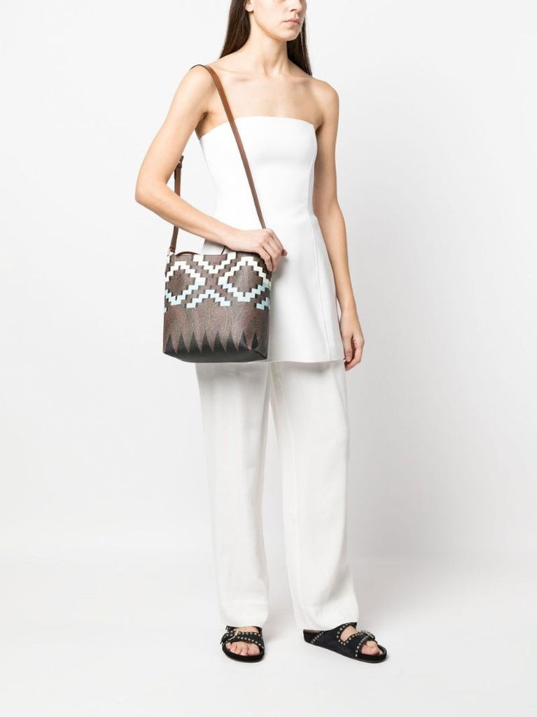 Brown Geometric Print Bag