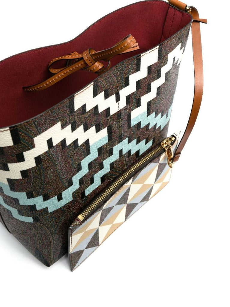Brown Geometric Print Bag