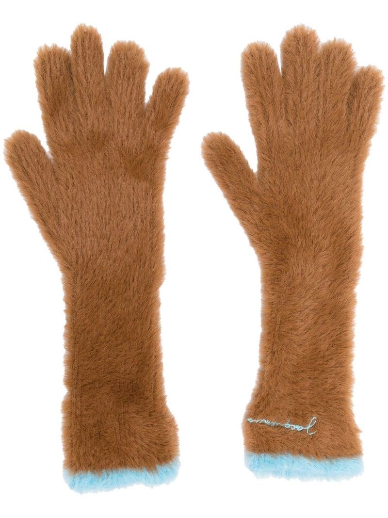 Brown Les Gants Neve Fluffy Gloves