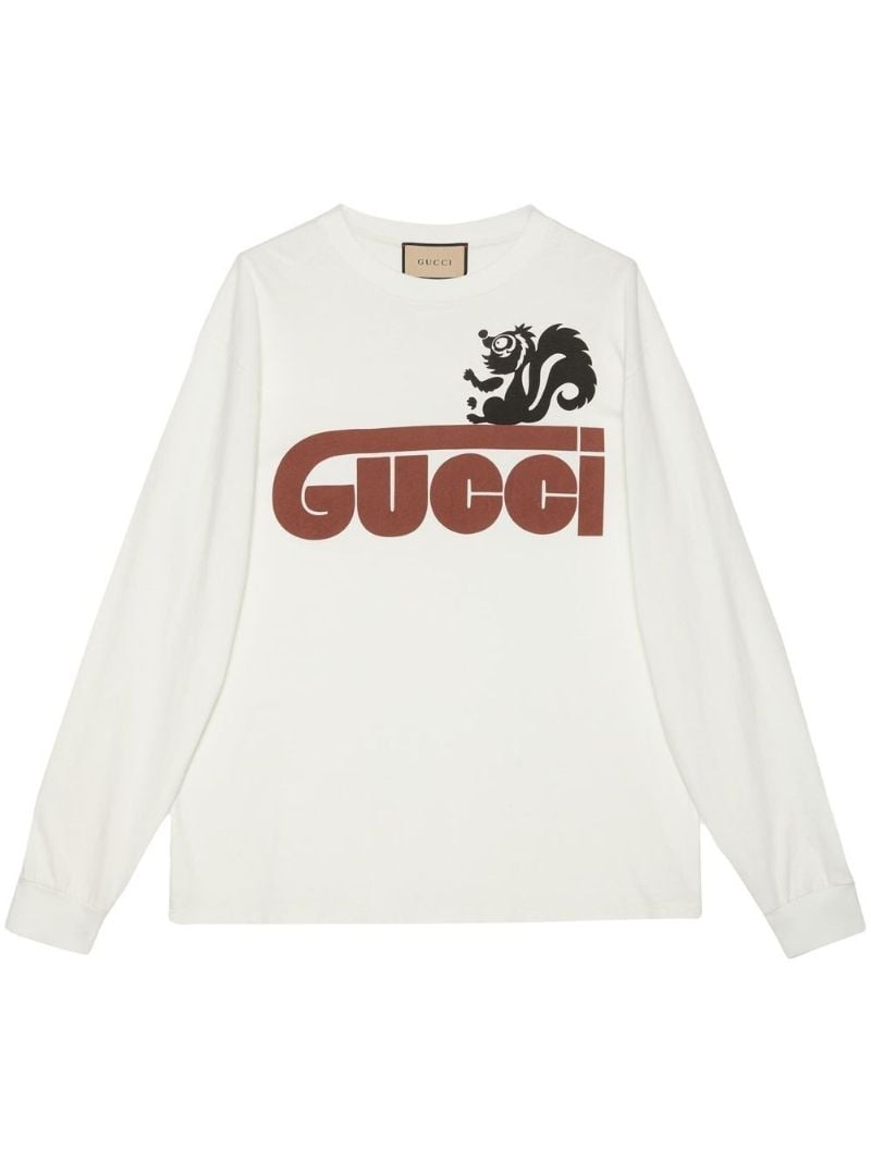 White Logo Print Cotton Sweatshirt