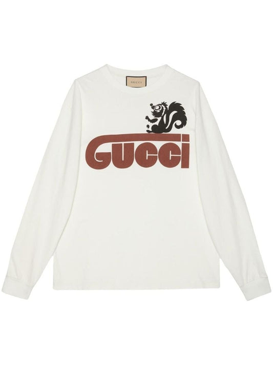 White Logo Print Cotton Sweatshirt