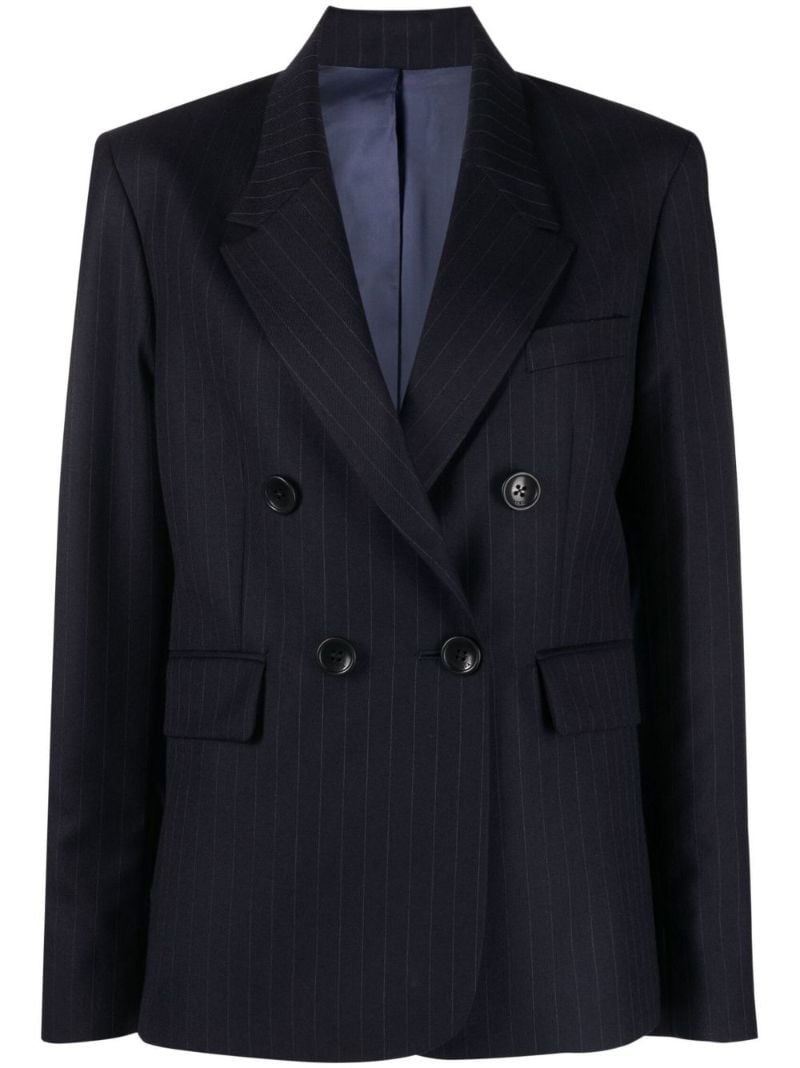 Navy Pinstripe Double-breasted Wool Blazer