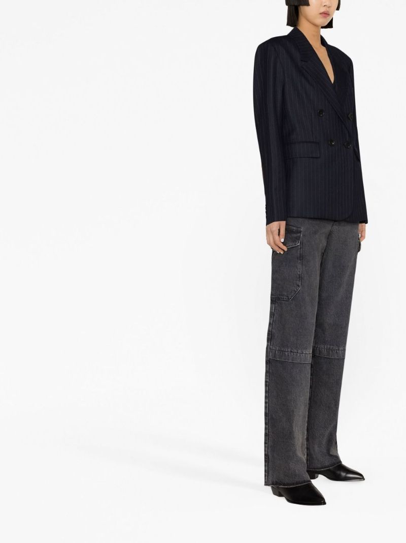 Navy Pinstripe Double-breasted Wool Blazer