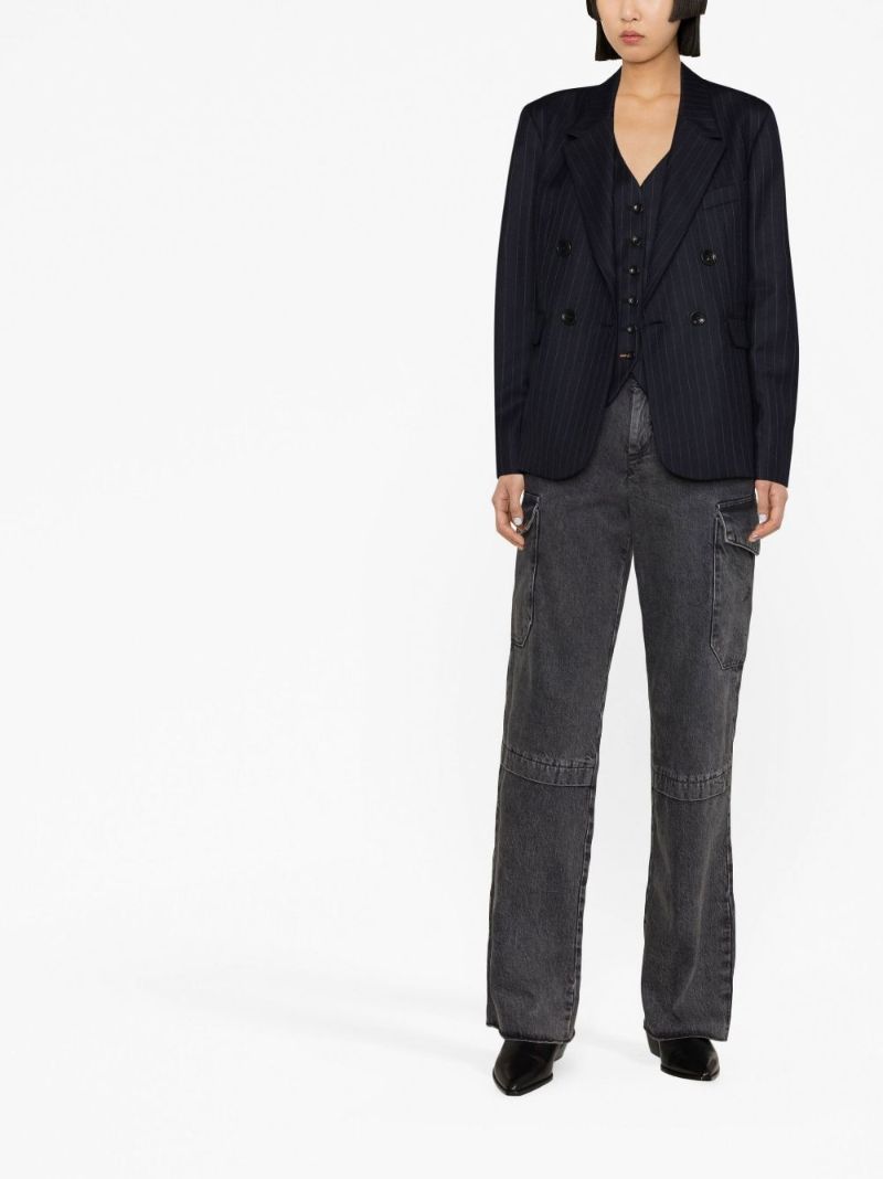 Navy Pinstripe Double-breasted Wool Blazer