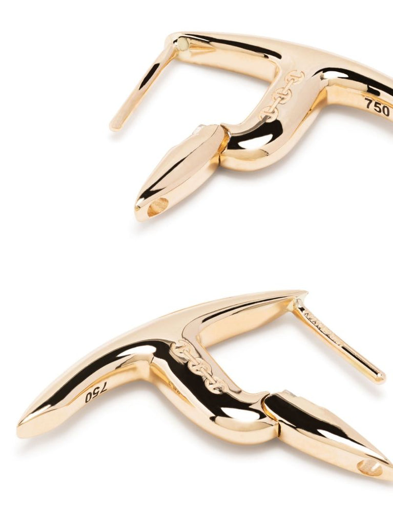 18k Yellow Gold Mini Axe Diamond Drop Earrings