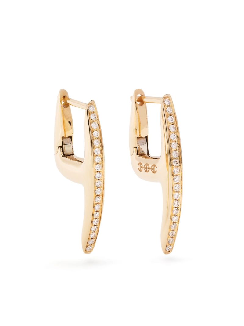18k Yellow Gold Mini Axe Diamond Drop Earrings