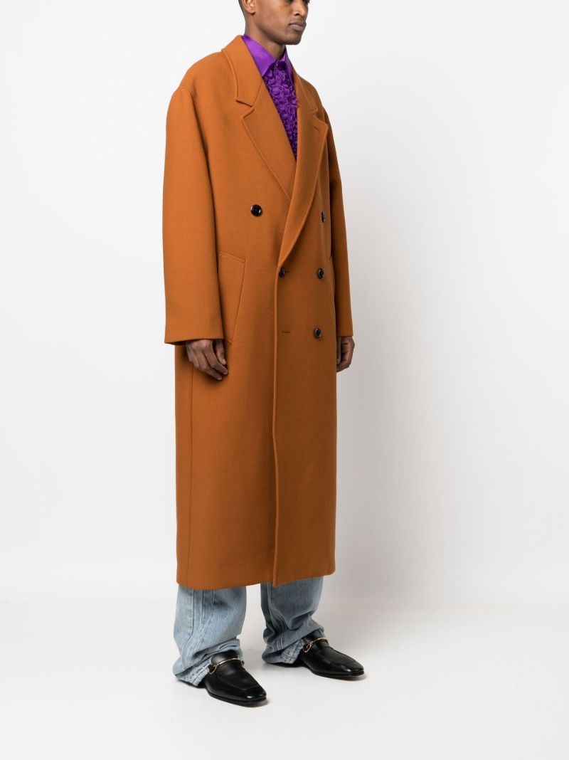 Orange Double-breasted Wool Coat