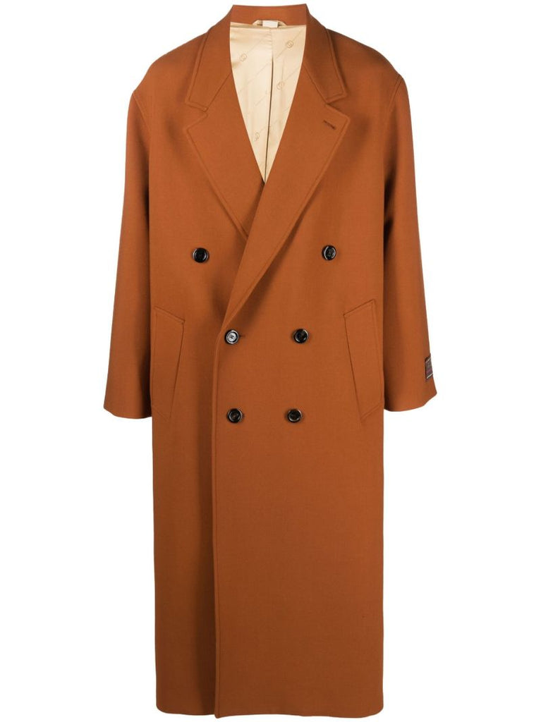 Orange Double-breasted Wool Coat
