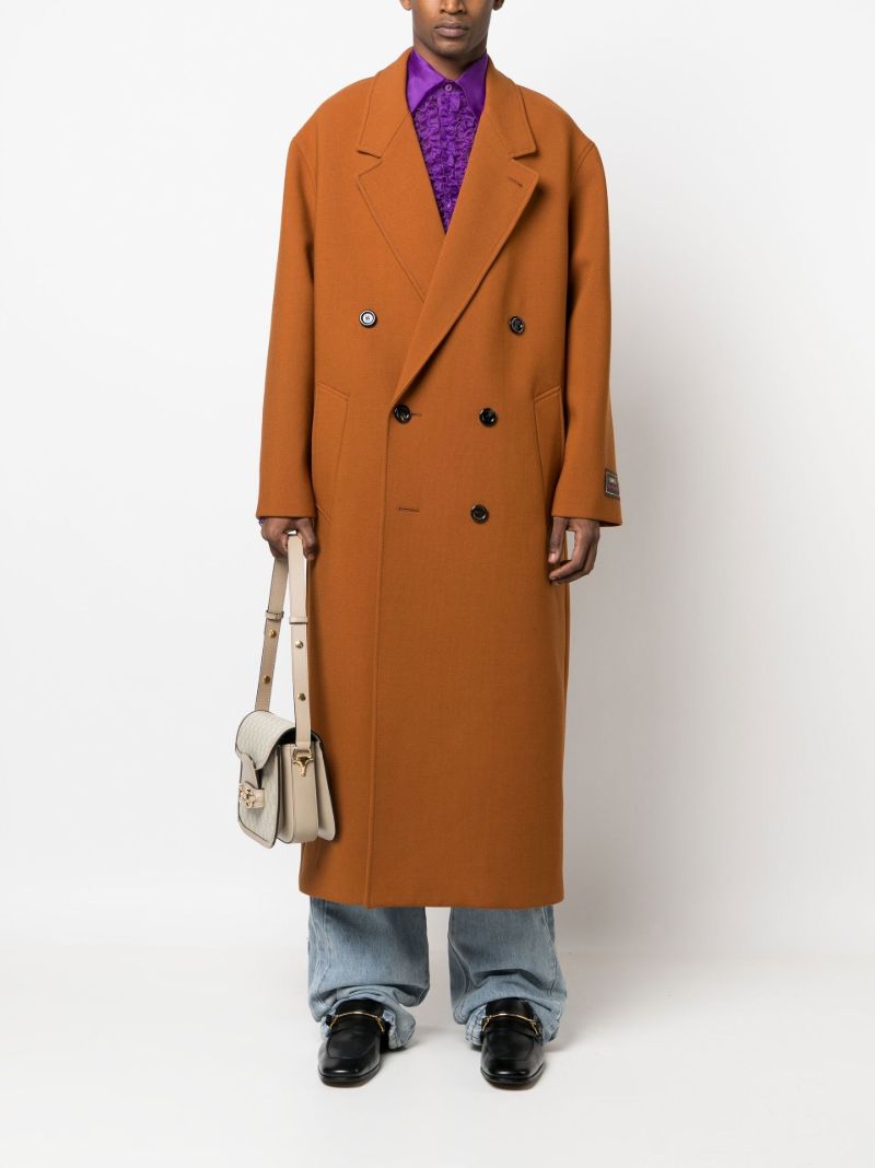 Orange Double-breasted Wool Coat