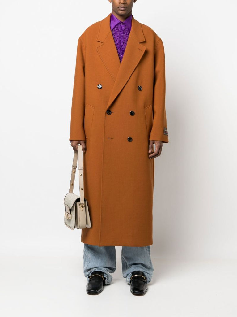 Orange Double-breasted Wool Coat