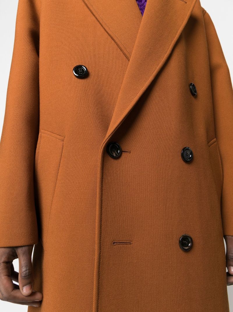 Orange Double-breasted Wool Coat
