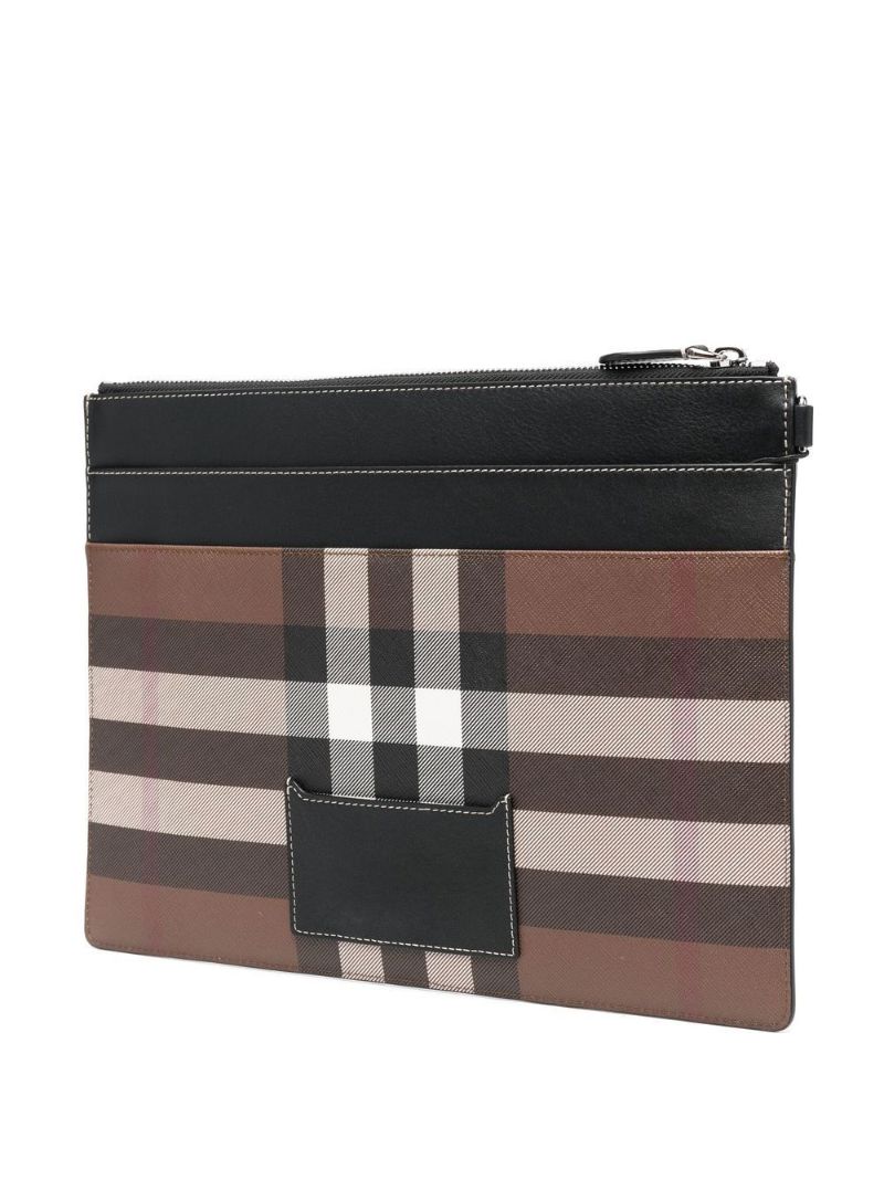 Brown Vintage Check Clutch Bag