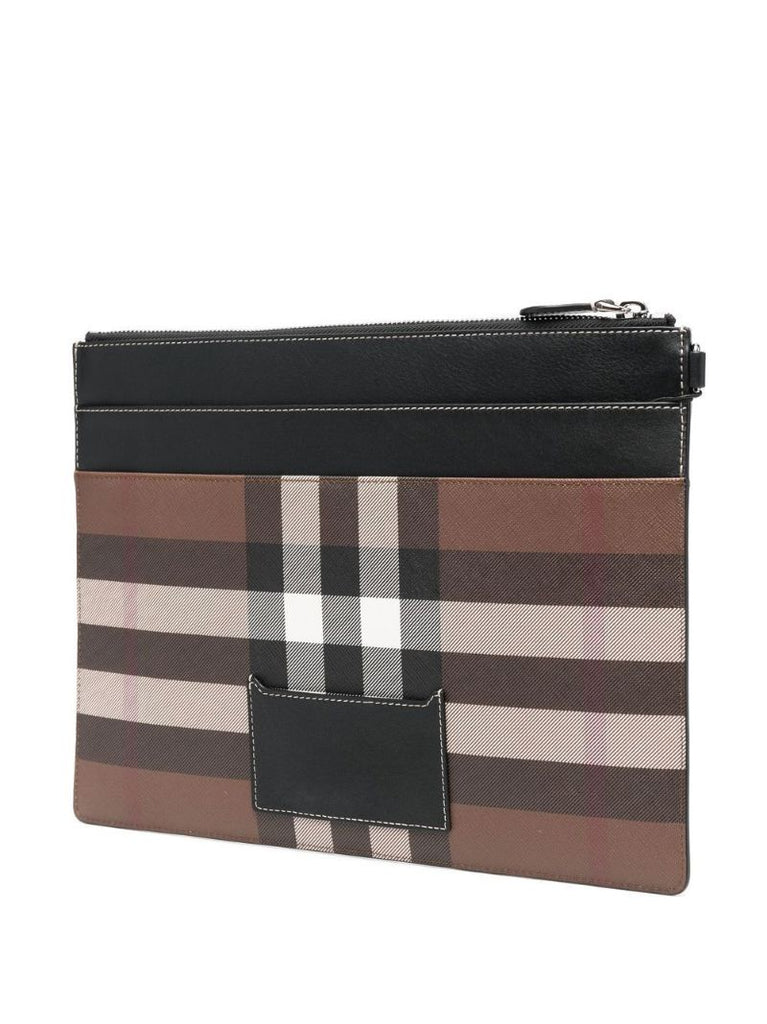 Brown Vintage Check Clutch Bag