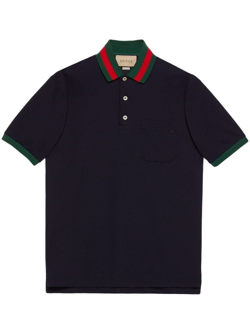 Blue Web-stripe Polo Shirt
