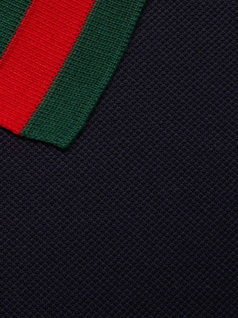 Blue Web-stripe Polo Shirt