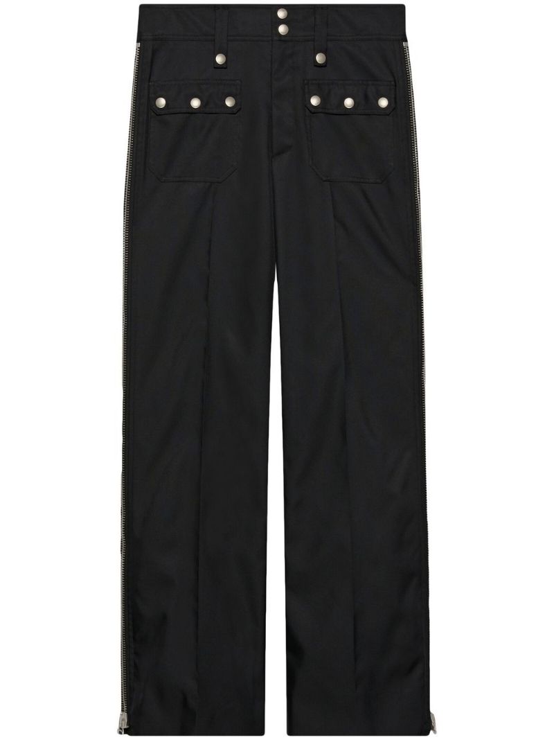 Black Side-zips Wide-leg Trousers