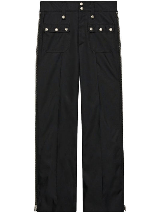 Black Side-zips Wide-leg Trousers