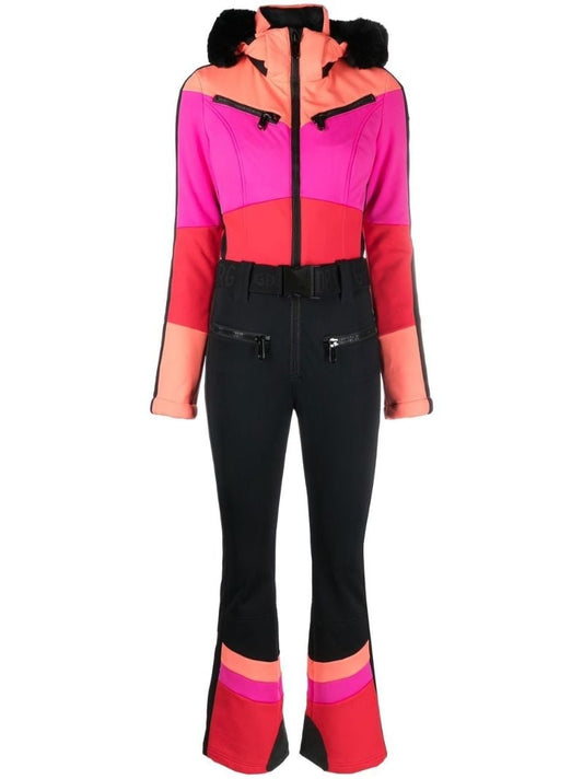 Black Parry Colourblock Striped Ski Suit