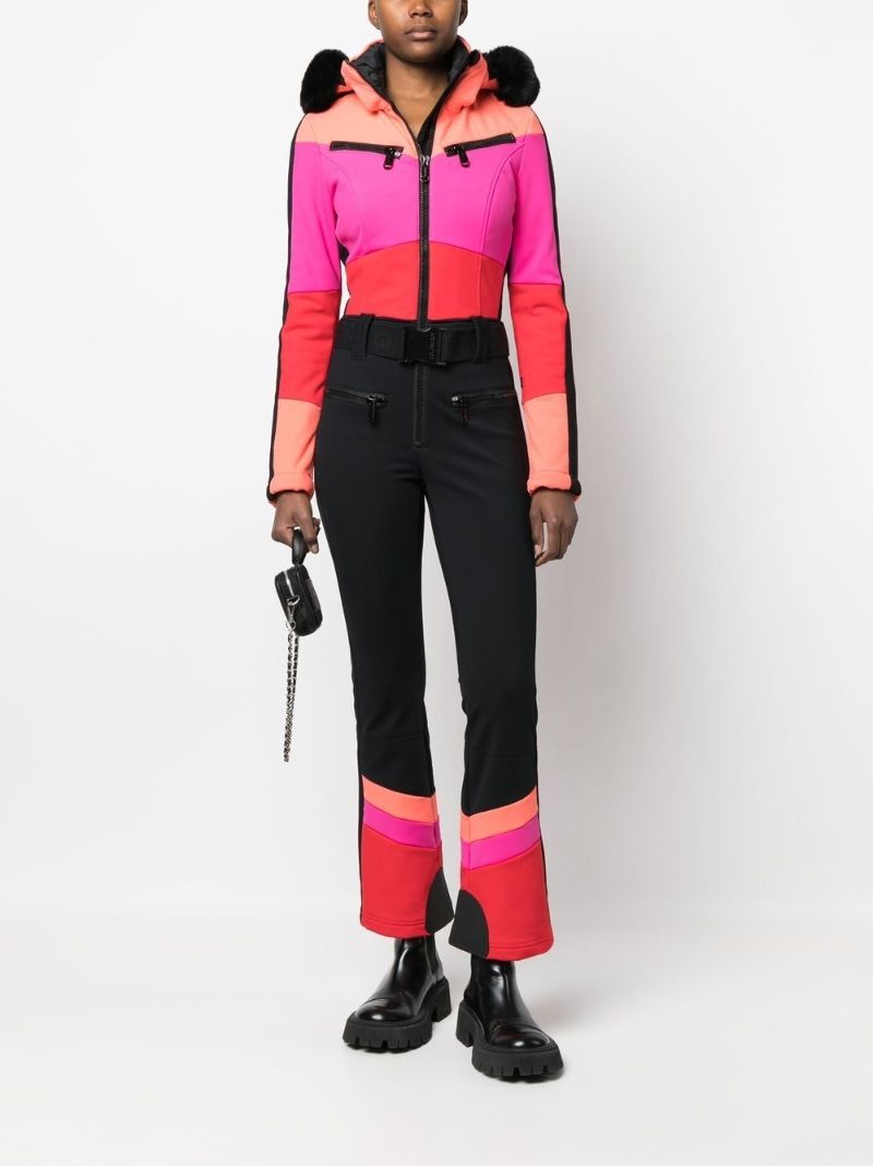 Black Parry Colourblock Striped Ski Suit