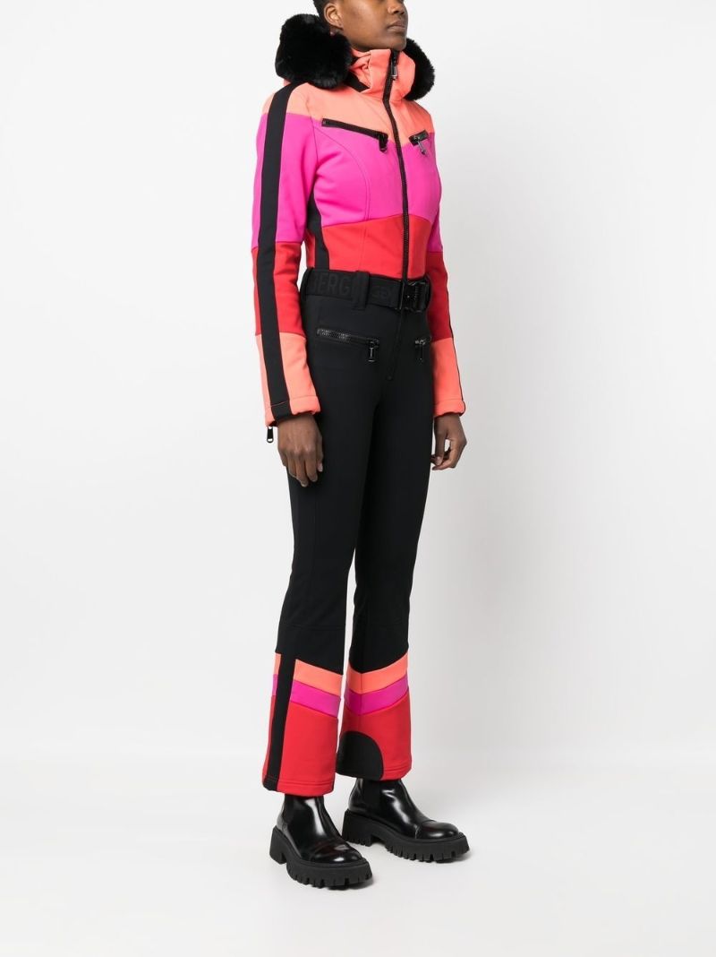 Black Parry Colourblock Striped Ski Suit