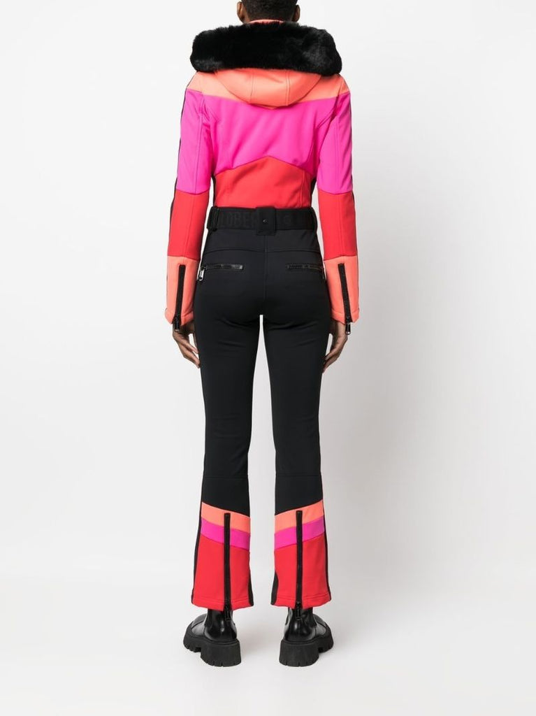 Black Parry Colourblock Striped Ski Suit
