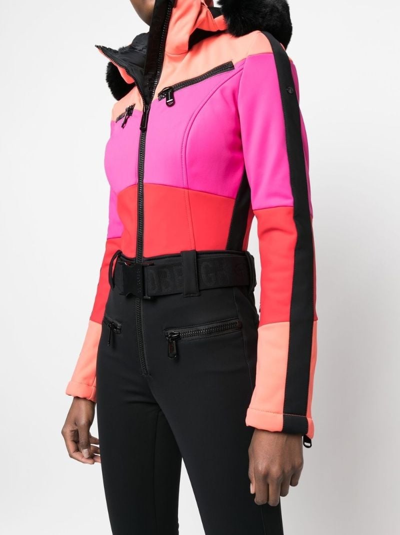 Black Parry Colourblock Striped Ski Suit