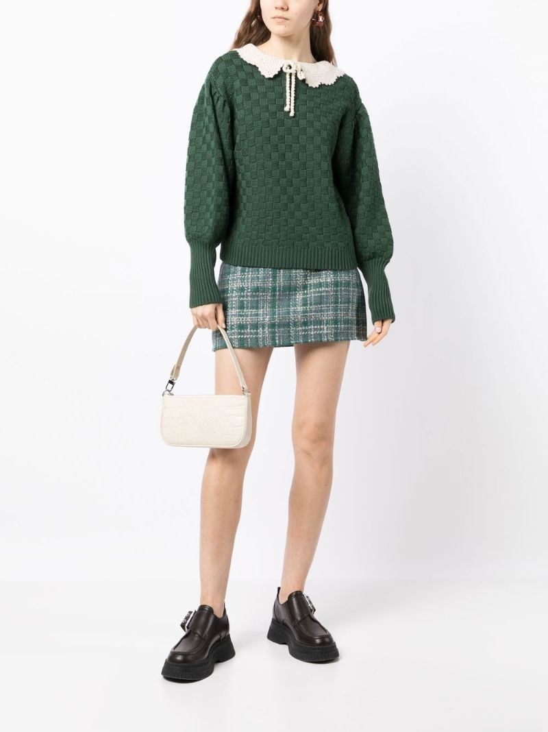 Green Jennie Tweed Mini Skirt