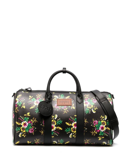 Black Pop Bouquet Print Holdall Bag