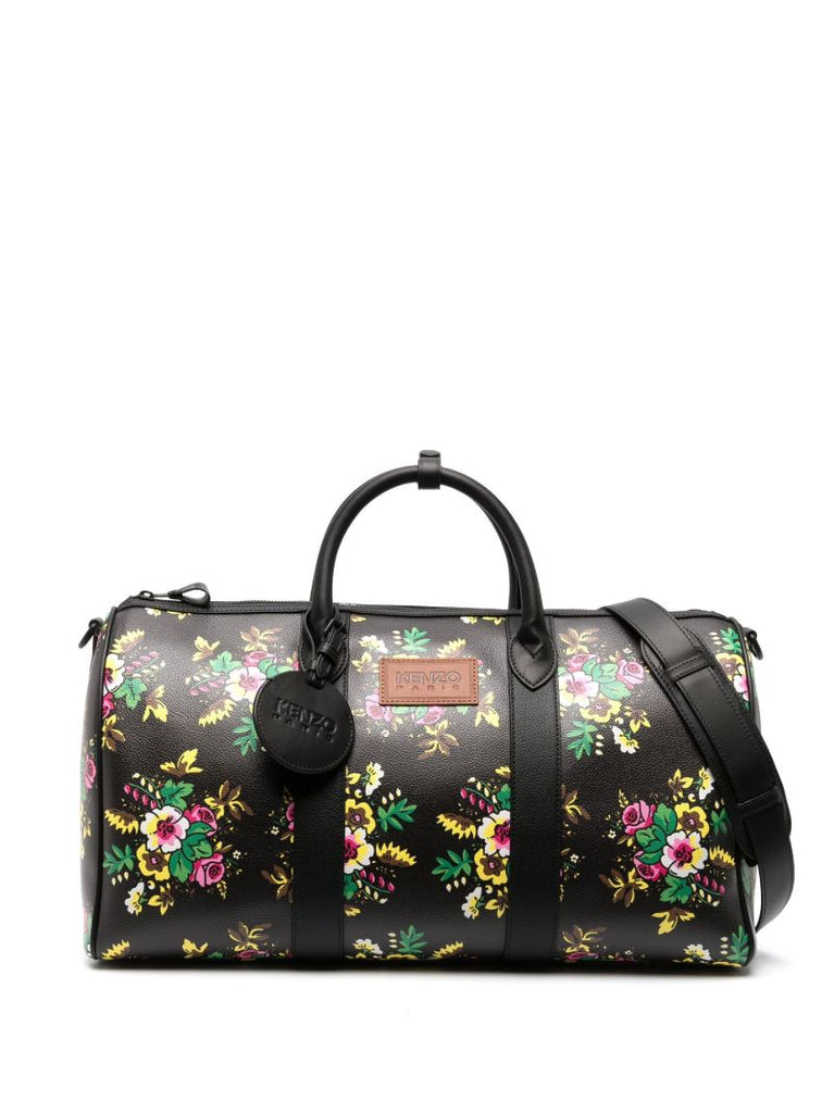 Black Pop Bouquet Print Holdall Bag