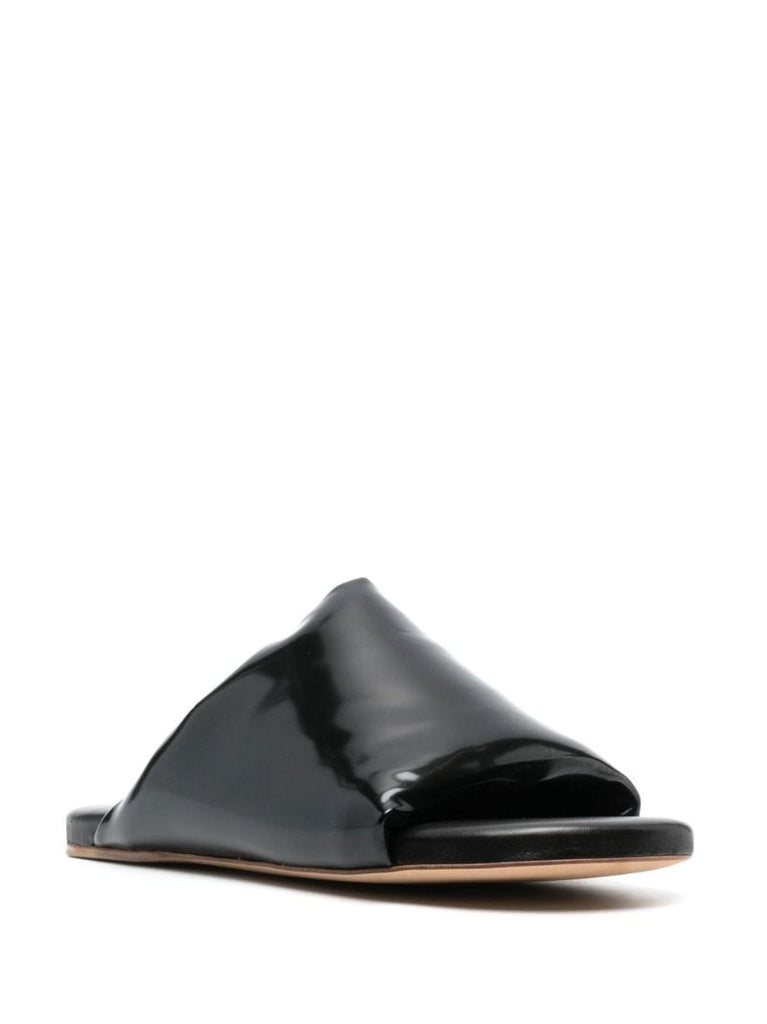 Black Puffy Flat Sandals