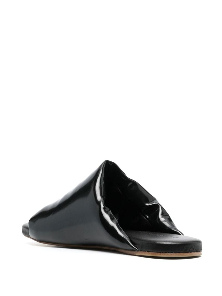 Black Puffy Flat Sandals