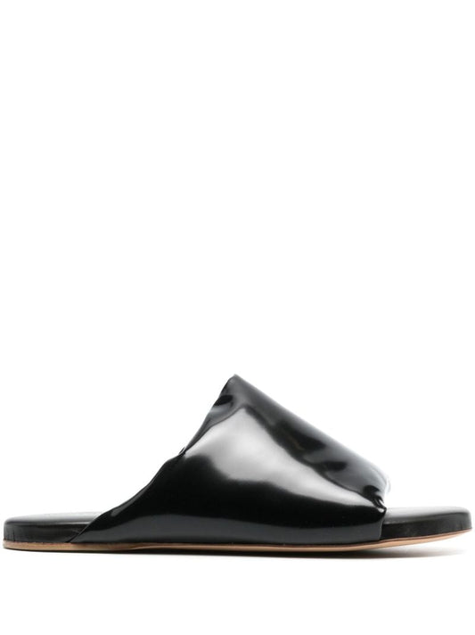 Black Puffy Flat Sandals