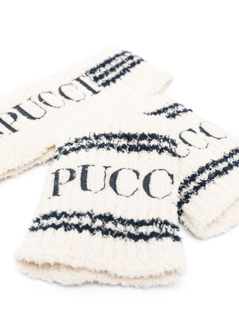 White Logo Print Headband Wristband Set