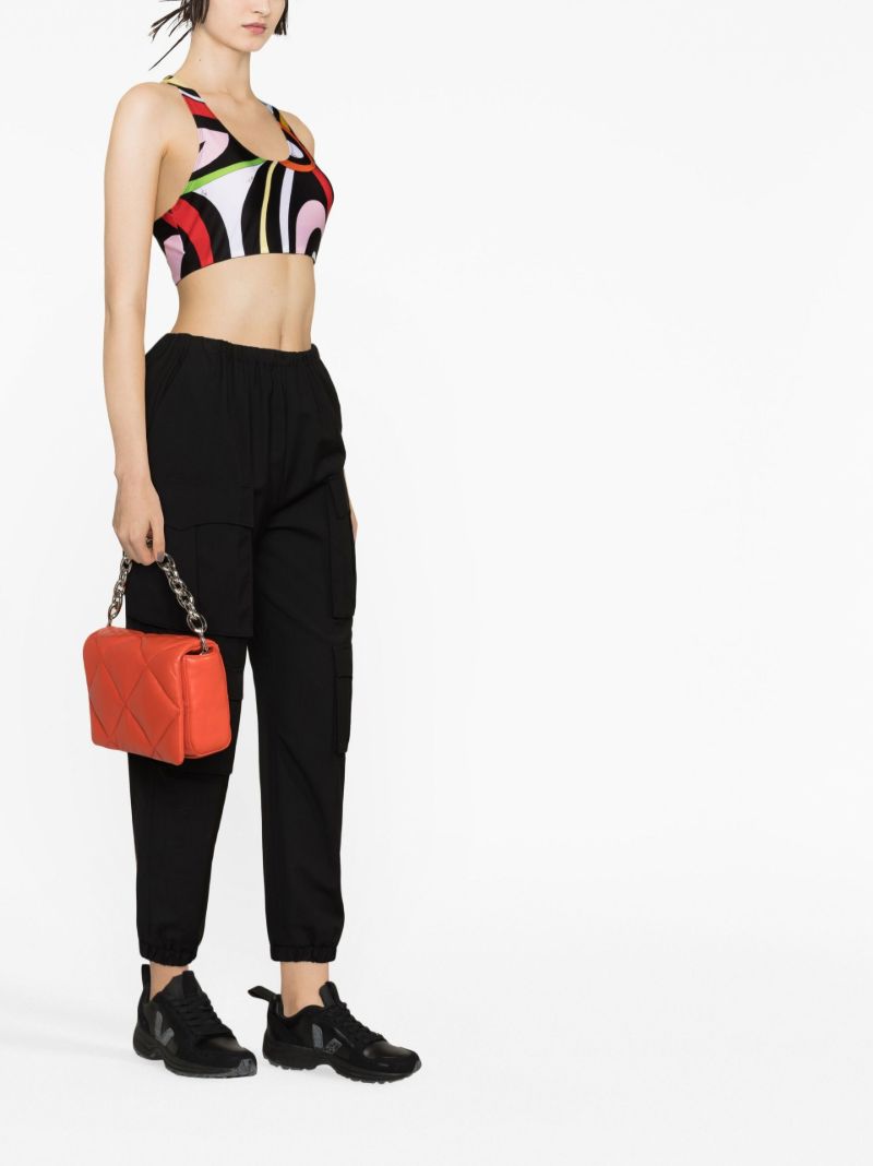 Multicolour Marmo Print Sports Bra