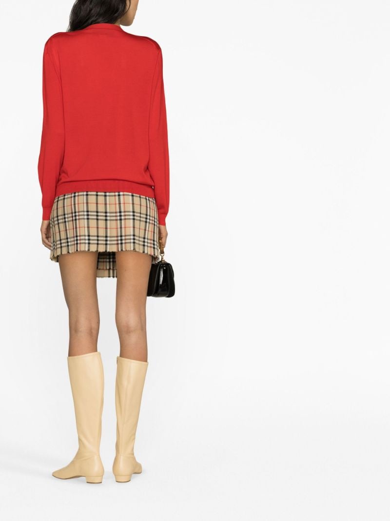 Red Horsebit-embroidered Wool Cardigan