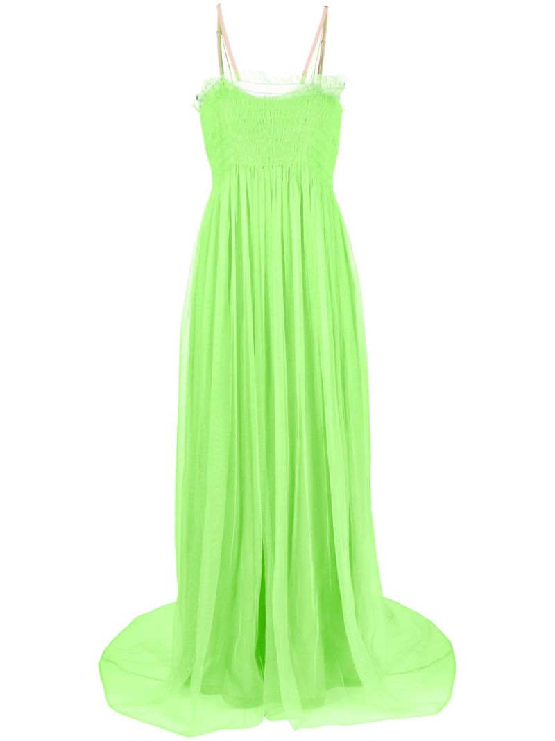 Green Silk Train Detail Gown