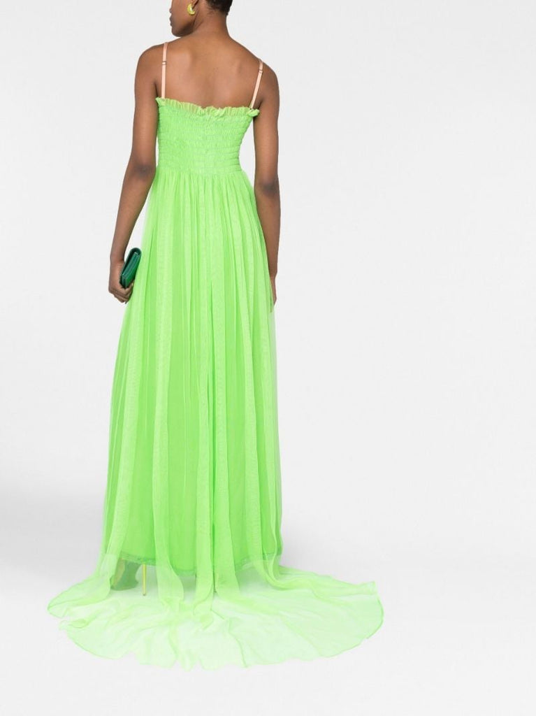 Green Silk Train Detail Gown