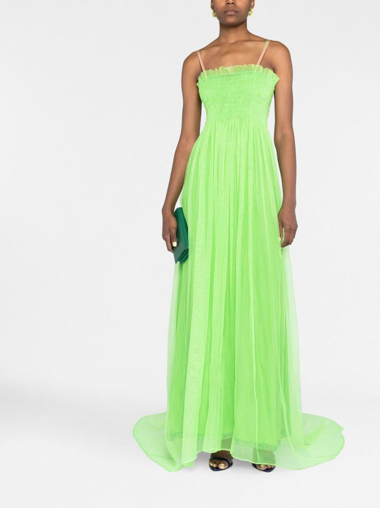 Green Silk Train Detail Gown