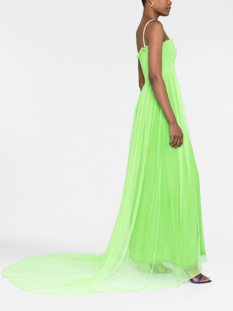 Green Silk Train Detail Gown