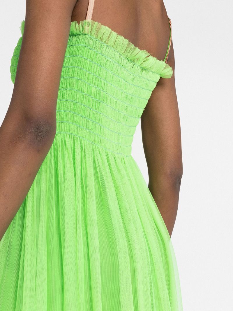 Green Silk Train Detail Gown