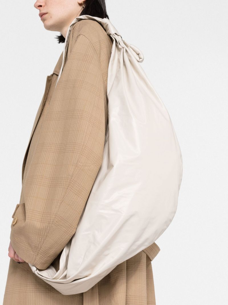 Neutral Soft Croissant Leather Shoulder Bag