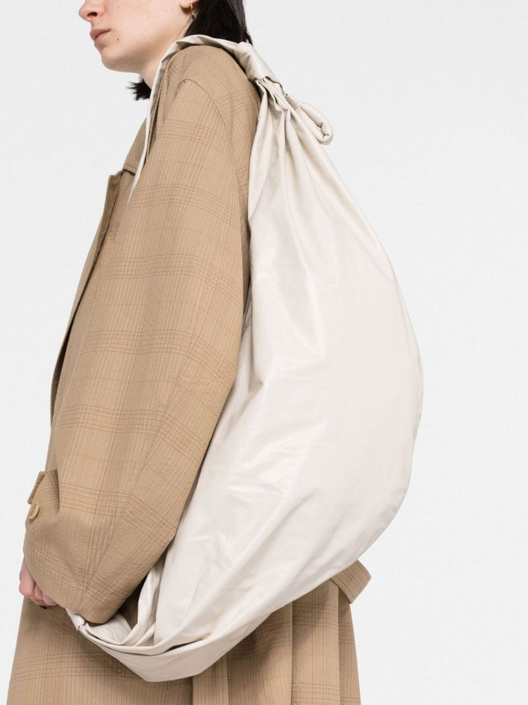 Neutral Soft Croissant Leather Shoulder Bag