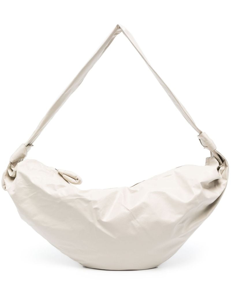 Neutral Soft Croissant Leather Shoulder Bag