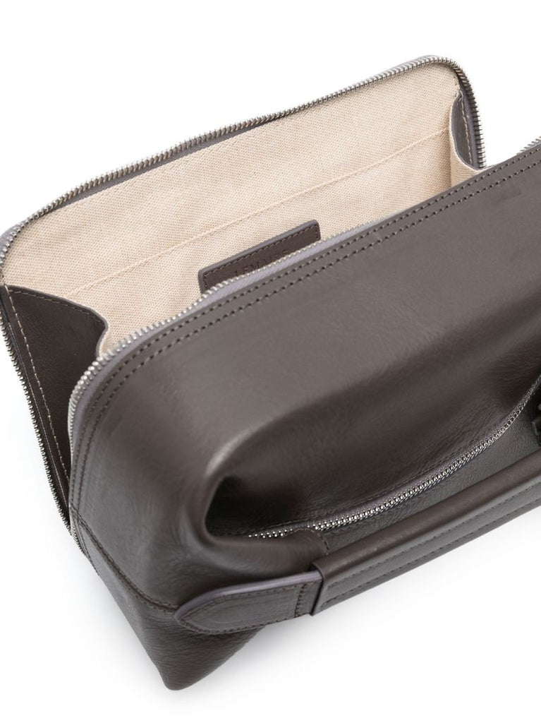 Grey Case Leather Clutch Bag