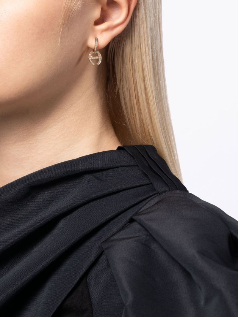 18k Yellow Gold Diamond Klaasp Huggie Earrings