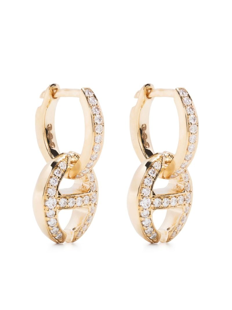 18k Yellow Gold Diamond Klaasp Huggie Earrings